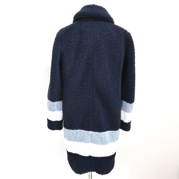 J CREW Ariana Colorblock Sherpa Teddy Coat striped - Picture 3 of 7